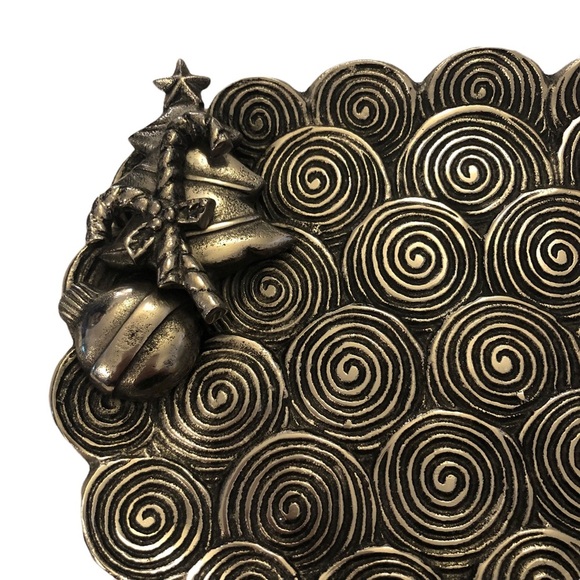 MudPie Swirlie Silver Christmas Serving Platter - Picture 5 of 10